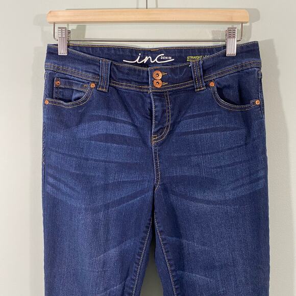 INC International Concepts Blue Med Wash Straight Leg Reg Fit Crop Jeans Size 8P - Picture 2 of 6